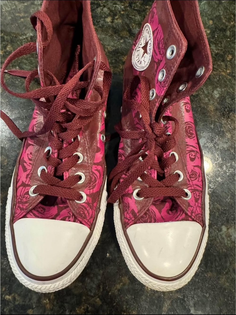 Converse High-Top Sneakers - Maroon & White